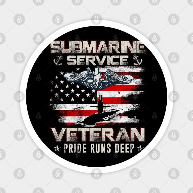 Submarine Service Veteran US Submariner - Gift for Veterans Day 4th of July or Patriotic Memorial Day Magnet by Oscar N Sims